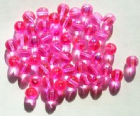 50 8mm Transparent Hot Pink AB Lustre Round Glass Beads